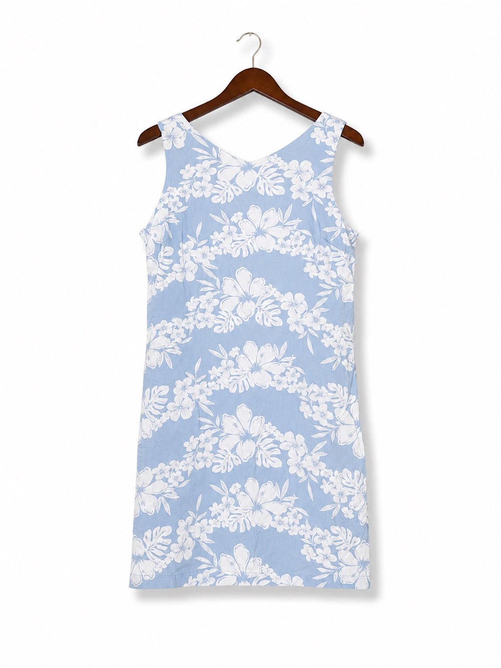 Caribbean Joe Blue White Tropical Floral Shift Mini Dress L Resort Vacation
